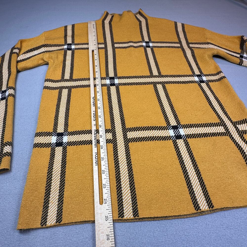 Tahari Sweater Womens Medium Gold White Black Plaid Mock Turtleneck Pullover - Picture 4 of 11